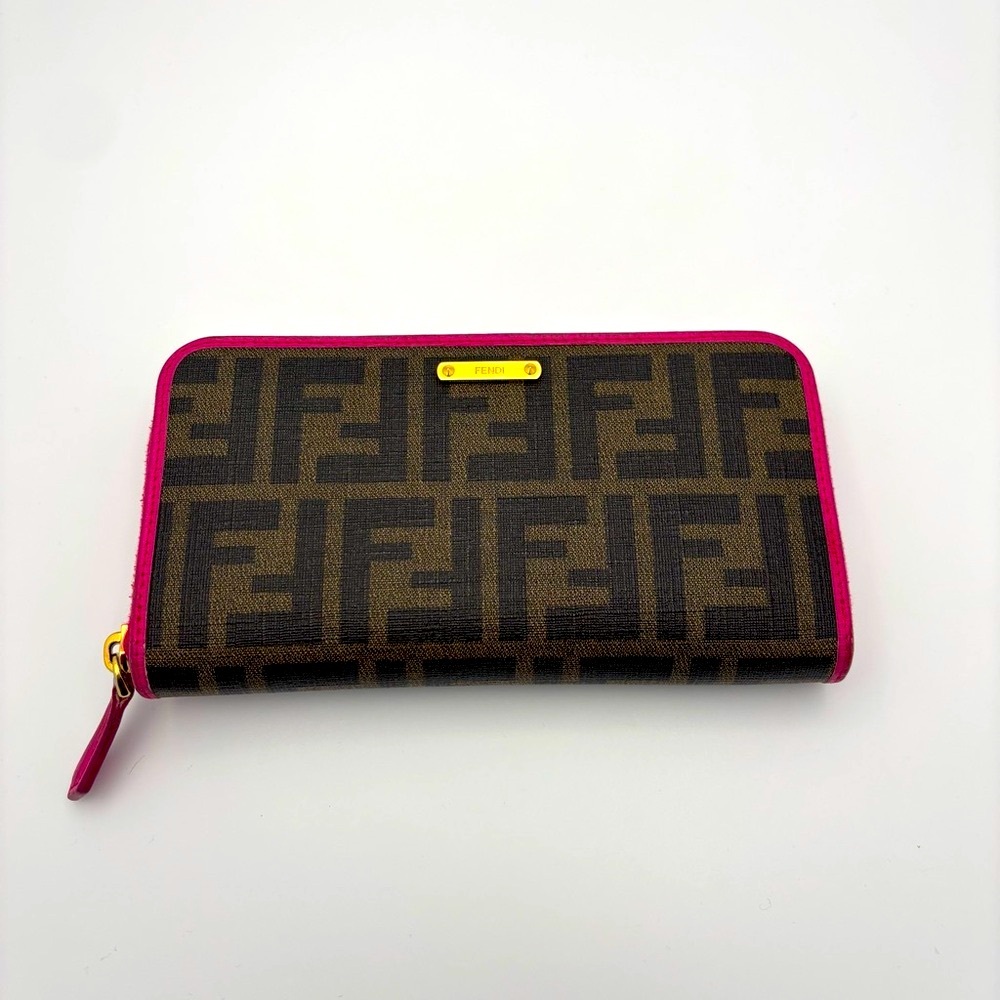 Fendi Zucca Khaki Canvas Zip AroundWallet | comes with box and Authenticity card - Picture 2 of 6